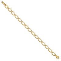 14K Yellow Gold 0.50 Carat Lab Grown Diamond VS SI+ G+ Complete Oval Link Bracelet with.25 Inch Extension, 6.75" view 2
