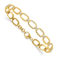 14K Yellow Gold 0.50 Carat Lab Grown Diamond VS SI+ G+ Complete Oval Link Bracelet with.25 Inch Extension, 6.75" view 3