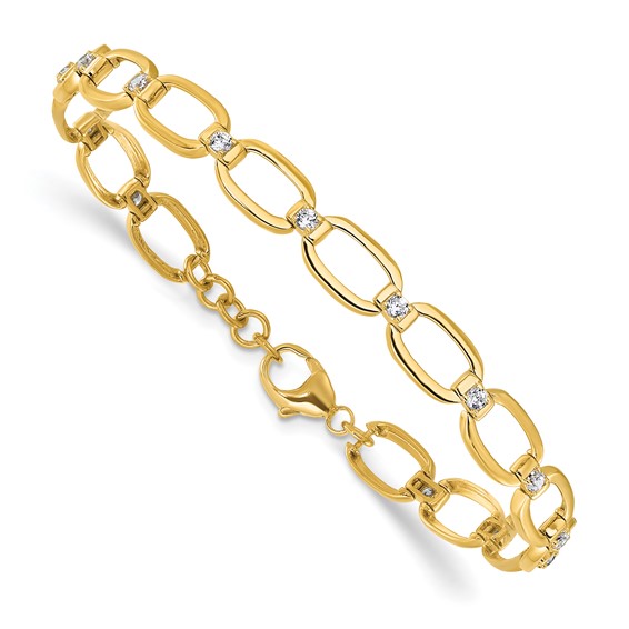 14k 1/2 carat Lab Grown Diamond VS/SI+ G+ Complete Oval Link 6.75 inch with .25 inch extension Bracelet