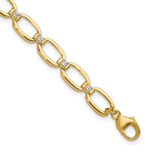 14K Yellow Gold 0.50 Carat Lab Grown Diamond VS SI+ G+ Complete Oval Link Bracelet with.25 Inch Extension, 6.75"