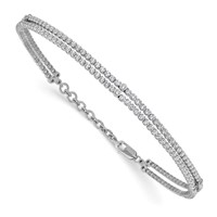 14K White Gold 2.75 Carat Lab Grown Diamond VS SI+ G+ Complete Double Strand Bracelet with 1 Inch Extension, 7.25" view 3