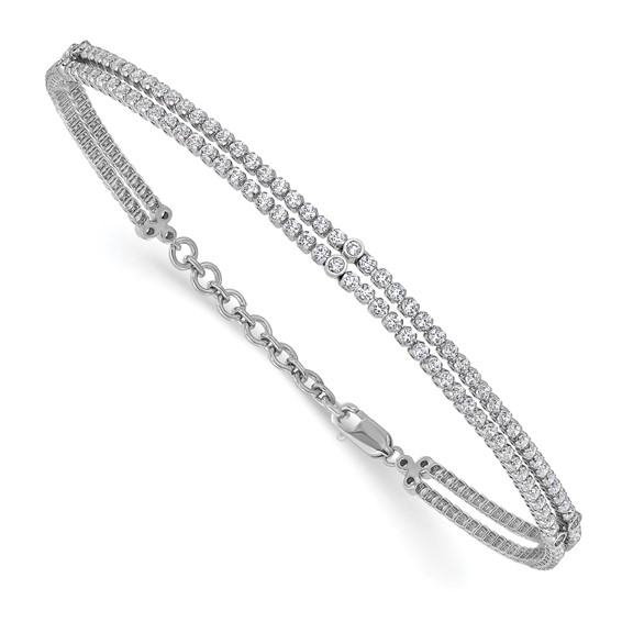 14k White Gold 2 3/4 carat Lab Grown Diamond VS/SI+ G+ Complete Double Strand 7.25 inch with 1 inch extension Bracelet
