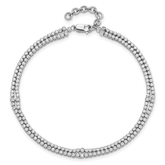 14k White Gold 2 3/4 carat Lab Grown Diamond VS/SI+ G+ Complete Double Strand 7.25 inch with 1 inch extension Bracelet
