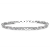14K White Gold 2.88 Carat Lab Grown Diamond VS SI+ G+ Complete Double Strand Bracelet with 1 Inch Extension, 7.25" view 3
