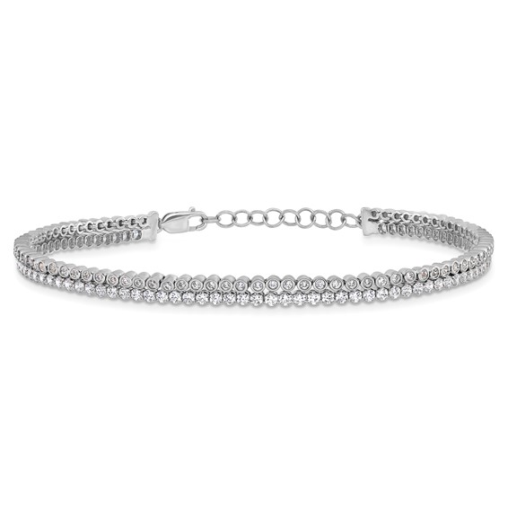 14k White Gold 2 7/8 carat Lab Grown Diamond VS/SI+ G+ Complete Double Strand 7.25 inch with 1 inch extension Bracelet