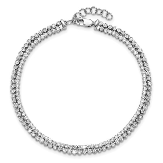 14k White Gold 2 7/8 carat Lab Grown Diamond VS/SI+ G+ Complete Double Strand 7.25 inch with 1 inch extension Bracelet