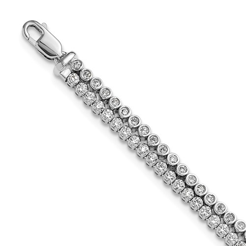 14K White Gold 2.88 Carat Lab Grown Diamond VS SI+ G+ Complete Double Strand Bracelet with 1 Inch Extension, 7.25"