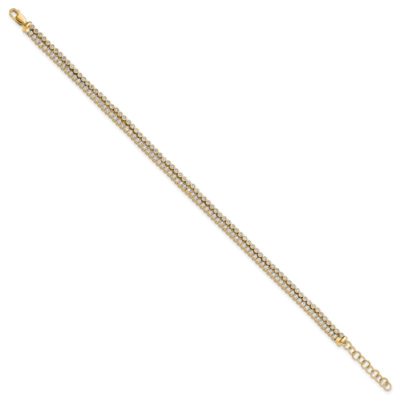 True Origin 14k 2 7/8 carat Lab Grown Diamond VS+ F+ Double Row 7 inch Bracelet with a 1 inch extension