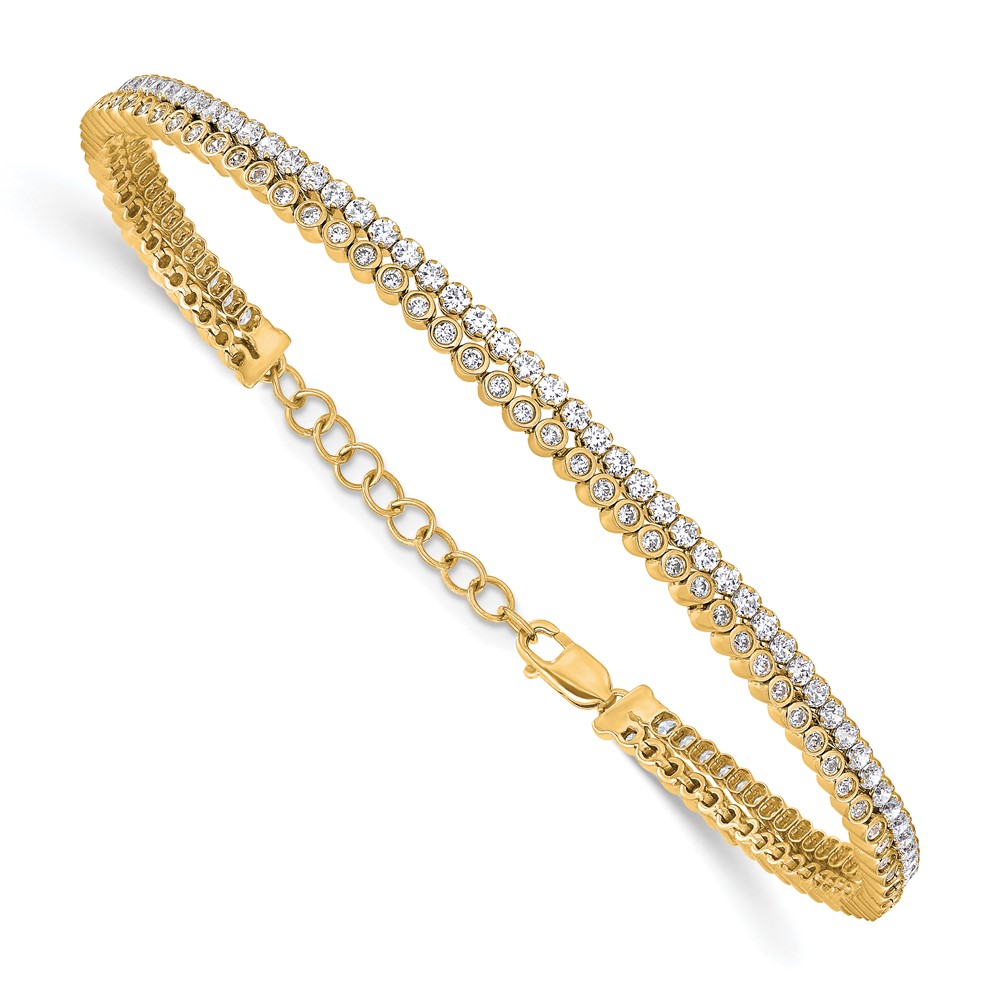 True Origin 14k 2 7/8 carat Lab Grown Diamond VS+ F+ Double Row 7 inch Bracelet with a 1 inch extension (BM10271-288-LD)