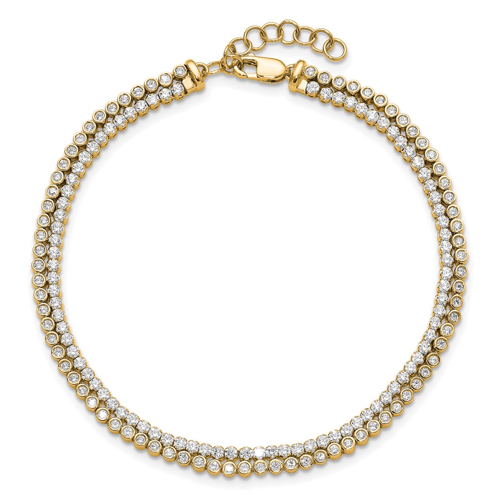 True Origin 14k 2 7/8 carat Lab Grown Diamond VS+ F+ Double Row 7 inch Bracelet with a 1 inch extension (BM10271-288-LD)