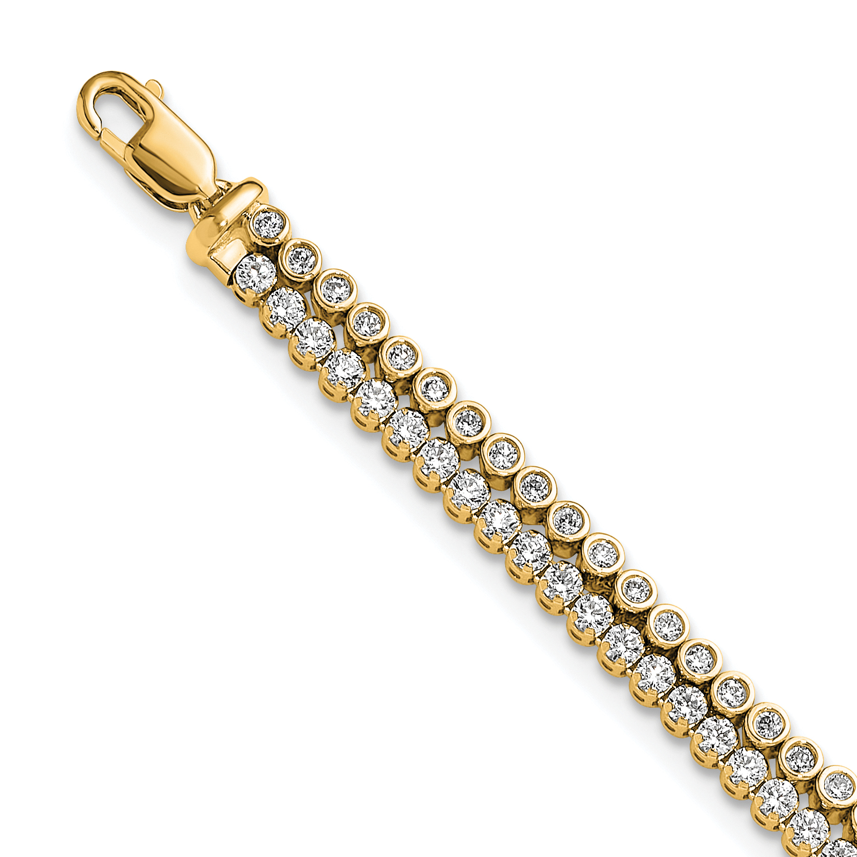 True Origin 14k 2 7/8 carat Lab Grown Diamond VS+ F+ Double Row 7 inch Bracelet with a 1 inch extension (BM10271-288-LD)