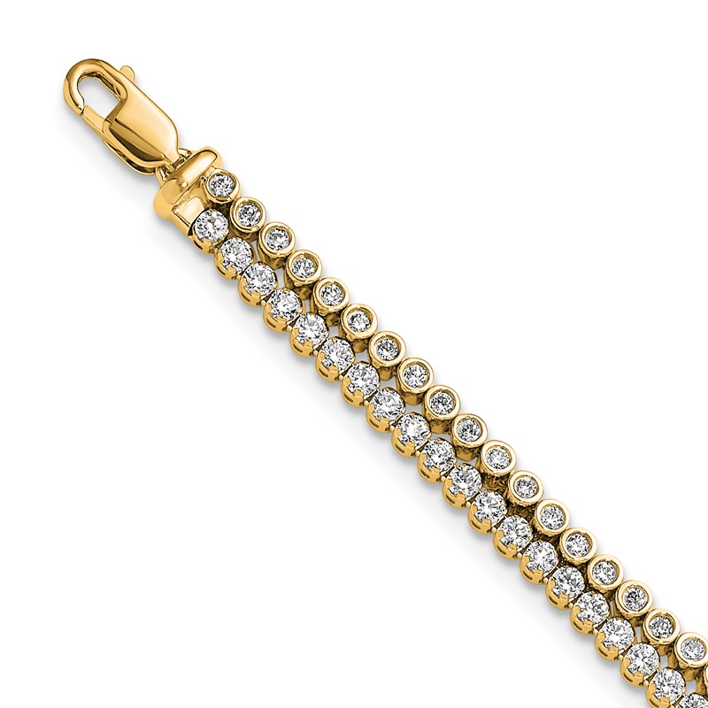 True Origin 14k 2 7/8 carat Lab Grown Diamond VS+ F+ Double Row 7 inch Bracelet with a 1 inch extension