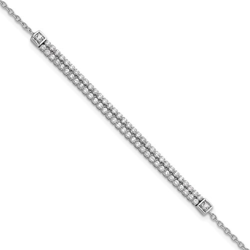 14K White Gold 1 Carat Lab Grown Diamond VS SI+ G+ Complete Bracelet with 1 Inch Extension, 6.5"