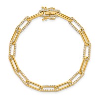 14K Yellow Gold 1.38 Carat Lab Grown Diamond VS SI+ G+ Complete Fashion Link Bracelet view 3