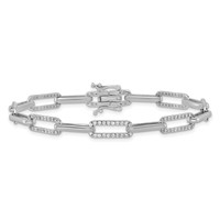 14K White Gold 1.38 Carat Lab Grown Diamond VS SI+ G+ Complete Fashion Link Bracelet view 3