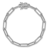 14K White Gold 1.38 Carat Lab Grown Diamond VS SI+ G+ Complete Fashion Link Bracelet view 4