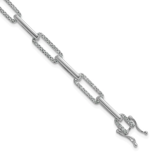 14K White Gold 1.38 Carat Lab Grown Diamond VS SI+ G+ Complete Fashion Link Bracelet