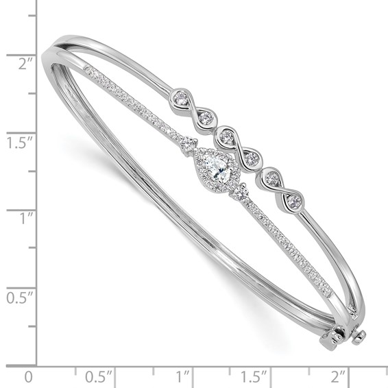 14k White Gold 3/4 carat Lab Grown Diamond VS/SI+ G+ Complete Double Strand Infinity and Pear Bangle Bracelet