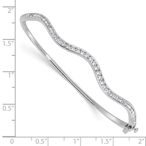14k White Gold 1 1/4 carat Lab Grown Diamond VS/SI+ G+ Wavy Complete Bangle Bracelet