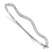 14K White Gold 1.25 Carat Lab Grown Diamond VS SI+ G+ Wavy Complete Bangle Bracelet view 1