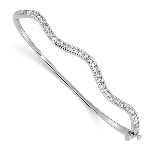 14K White Gold 1.25 Carat Lab Grown Diamond VS SI+ G+ Wavy Complete Bangle Bracelet