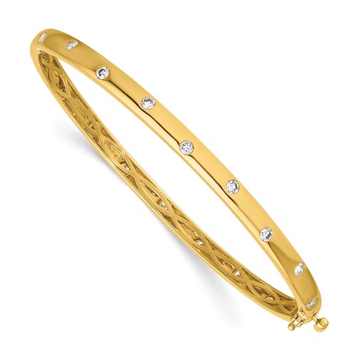 14K Yellow Gold 0.75 Carat Lab Grown Diamond VS SI+ G+ Complete Bangle Bracelet