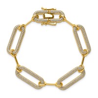 14K Yellow Gold 3.25 Carat Lab Grown Diamond VS SI+ G+ Complete Fashion Link Bracelet view 3