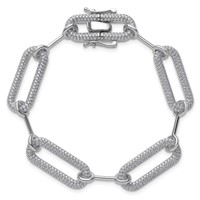 14K White Gold 3.25 Carat Lab Grown Diamond VS SI+ G+ Complete Fashion Link Bracelet view 4