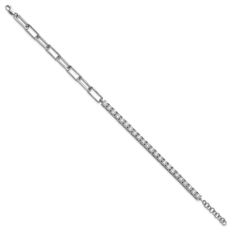 14k White Gold 3 3/4 carat Lab Grown Diamond VS/SI+ G+ Half Paperclip 7 inch with an 1 inch exension Bracelet