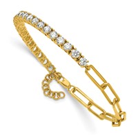 14K Yellow Gold 3.75 Carat Lab Grown Diamond VS SI+ G+ Complete Half Paperclip Bracelet with 1 Inch Exension, 7" view 3