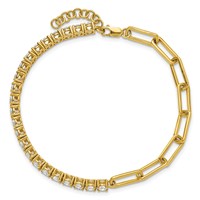 14K Yellow Gold 3.75 Carat Lab Grown Diamond VS SI+ G+ Complete Half Paperclip Bracelet with 1 Inch Exension, 7" view 4