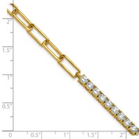 14K Yellow Gold 3.75 Carat Lab Grown Diamond VS SI+ G+ Complete Half Paperclip Bracelet with 1 Inch Exension, 7" view 5
