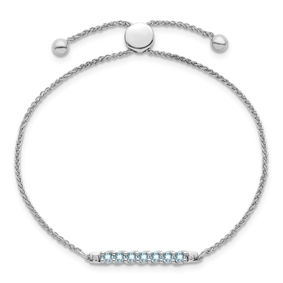 10kw Aqua & Diamond Adjustable SS Bracelet