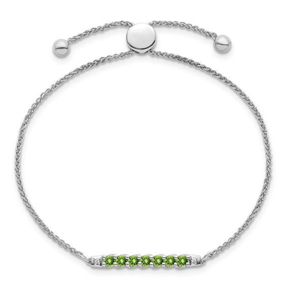 10kw Peridot & Diamond Adjustable SS Bracelet