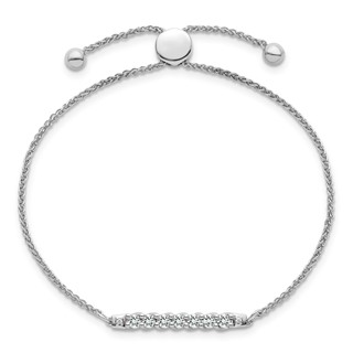 10kw White Topaz & Diamond Adjustable SS Bracelet