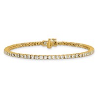 14K Yellow Gold 3carat Lab Grown Diamond VS SI+ G+ Complete Tennis Bracelet view 3