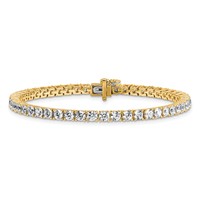 14K Yellow Gold 7 Carat Lab Grown Diamond VS+ F+ Complete Tennis Bracelet view 3
