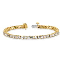 14K Yellow Gold 7 Carat Lab Grown Diamond VS+ F+ Complete Tennis Bracelet view 5