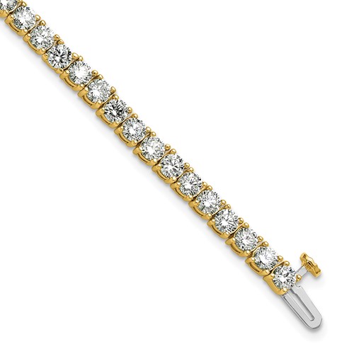 14K Yellow Gold 7 Carat Lab Grown Diamond VS Si+ G+ Complete Tennis Bracelet