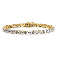 14K Yellow Gold 10 Carat Lab Grown Diamond VS SI+ G+ Complete Tennis Bracelet view 3