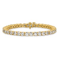 14K Yellow Gold 12.50 Carat Lab Grown Diamond VS+ F+ Complete Tennis Bracelet view 3