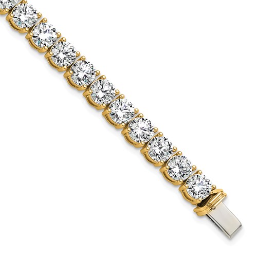14K Yellow Gold 22.50 Carat Lab Grown Diamond VS+ F+ Complete Tennis Bracelet
