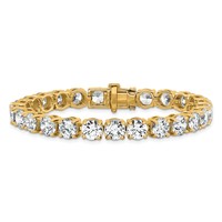 14K Yellow Gold 25 Carat Lab Grown Diamond VS+ F+ Complete Tennis Bracelet view 3