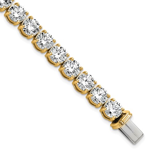 14K Yellow Gold 25 Carat Lab Grown Diamond VS+ F+ Complete Tennis Bracelet