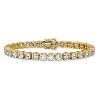 14K Yellow Gold 11.12 Carat Lab Grown Diamond VS+ F+ Complete Tennis Bracelet view 3