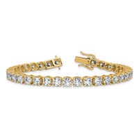14K Yellow Gold 11.12 Carat Lab Grown Diamond VS+ F+ Complete Tennis Bracelet view 5