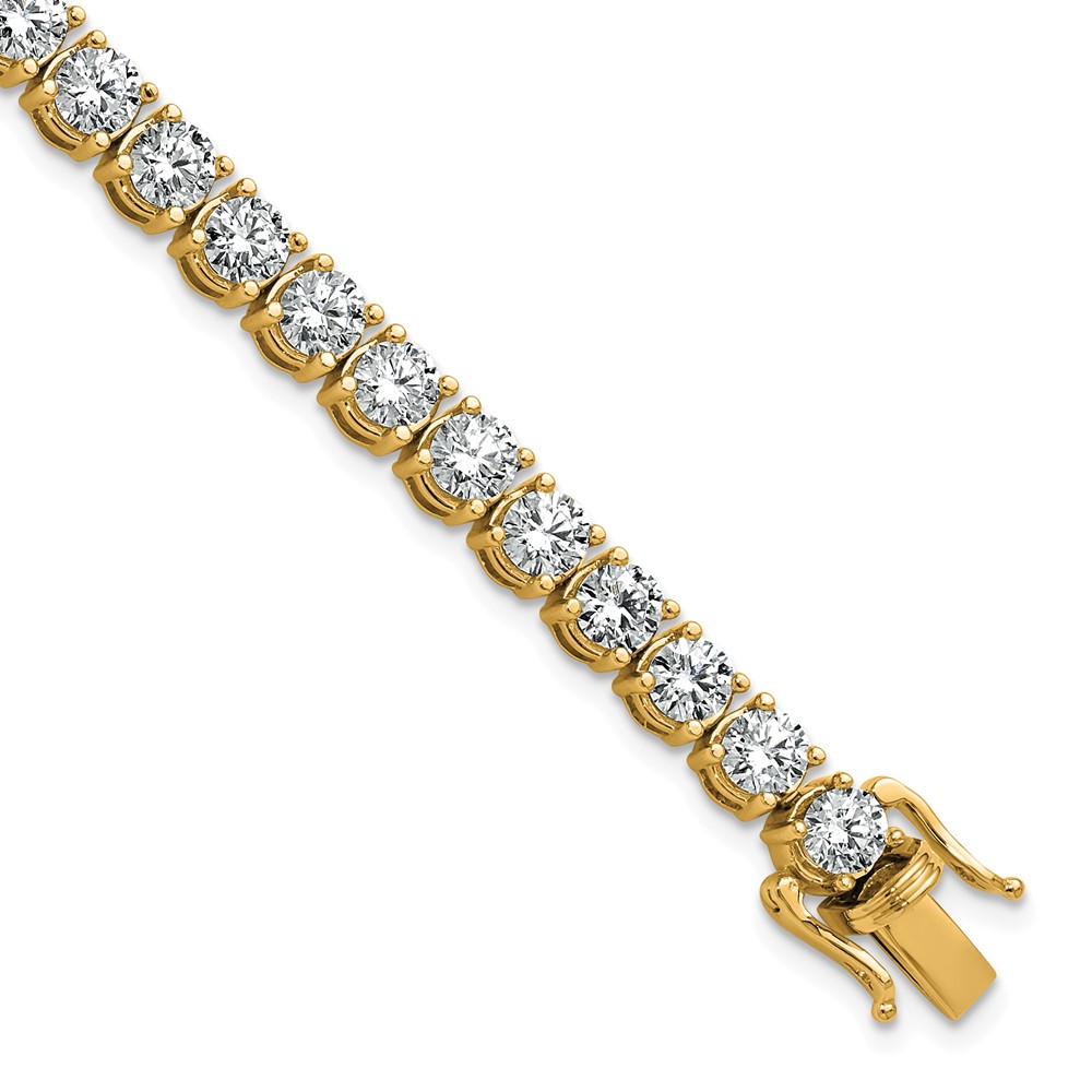 14K Yellow Gold 11.12 Carat Lab Grown Diamond VS+ F+ Complete Tennis Bracelet