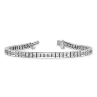 14K White Gold 7 Carat Lab Grown Diamond VS SI+ G+ Complete Princess Bezel Set Tennis Bracelet view 5