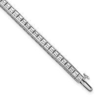 14K White Gold 7 Carat Lab Grown Diamond VS SI+ G+ Complete Princess Bezel Set Tennis Bracelet view 1