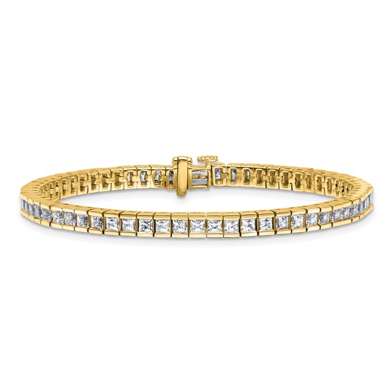 14K Yellow Gold Certified VS DEF Lab Grown Princess Diamond Tennis Bracelet